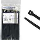 Kable Kontrol Cable Zip Ties 100 Pcs 8 Inch Black, 50 Lbs Tensile Strength, Self-locking UV Resistant Plastic Nylon Wire Ties, for Indoor or Outdoor Use Black