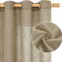LAMIT Linen Curtains for Living Room 84 inch Length 2 Panels, Light Filtering Semi Sheer Curtains Bronze Grommet Farmhouse Panels for Bedroom/Sliding Glass Door, Taupe, 52 x 84 Inch
