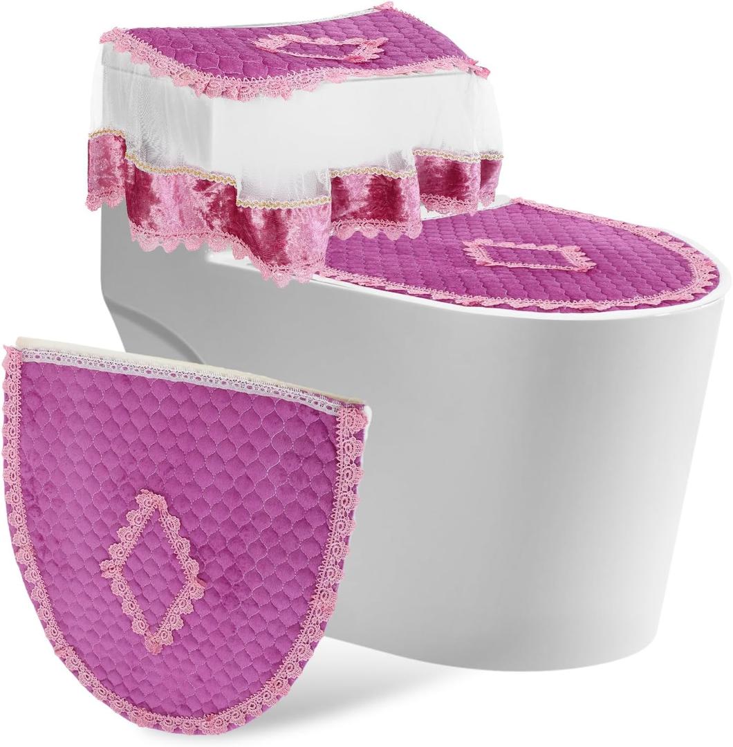 ABOOFAN Toilet Decorations for Bathroom Toilet Seat Covers for Bathroom European Style Toilet Cushion Purple Toilet Cushion Toilet Tank Cover Toilet Seat Cushion Toilet Mat Set