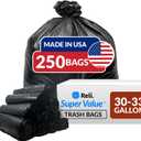 Reli. 30-33 Gallon Trash Bags Heavy Duty | 250 Count Bulk | Black Large Trash Bags 30+, 32 Gallon | Made in USA