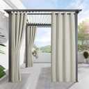 RYB HOME Outdoor Curtains for Patio Waterproof Block Sunlight Thermal Insulated Privacy Thick Outside Curtains for Pergola, Cabana, Gazebo, W52 x L72, Natural, 1 Panel