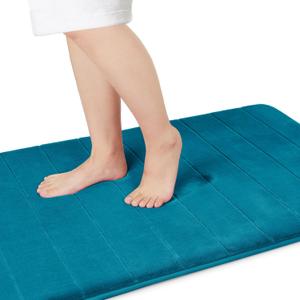 Yimobra Long Bath Mat 44"x24", Super Soft Quick Dry Memory Foam Bathroom Rug, Water Absorbent, Non Slip Backing Machine Washable for Tub Shower, Thick Comfort Support, Peacock Blue (2' x 3'8" (Rectangular))