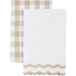 Mud Pie White Embroider Edge Towel Set; 24" x 16"