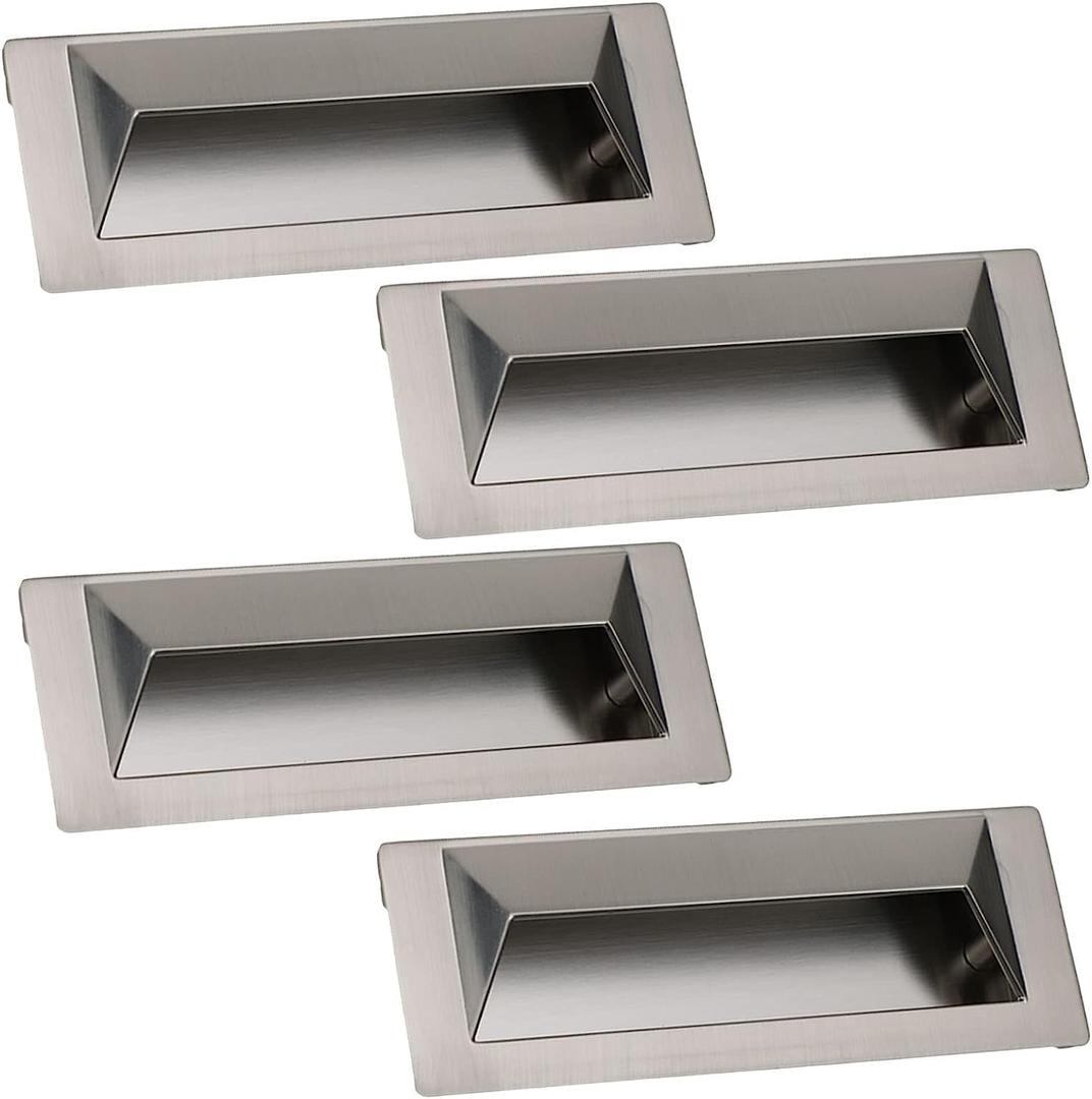 Recessed Flush Finger Pull, Built in Invisible Handle Shoe Cabinet Drawer Handle Finger Edge Pull Cabinet Handles Embedded Cupboard Hidden Handle (Length 117mm,Gold-4) (Color : Brushed4, Size : Leng