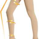 Beister 15-20 mmHg Compression Stockings for Women & Men, Thigh High Medical Footless Graduated Compression Sleeves with Dot Silicone Band, Support Pressure Socks for Varicose Veins, Edema, DVT (XL, Beige)