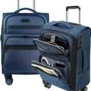 KROSER Softside Expandable Carry On Luggage with Front Business Pockets20 Inch Suitcases with Spinner Wheels & Built-in TSA Lock, Durable Suitcase Rolling Luggage with USB Port, Haze Blue
