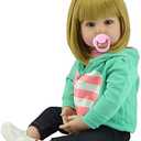 Realistic Reborn Toddlers Dolls Girls Blond Hair Look Real Soft Vinyl Reborn Raby Doll Silicone 24 Inches with Clothes Accessories