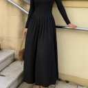 MEROKEETY Women's Fall Long Sleeve Wedding Guest Dresses 2025 One Shoulder Elegant Formal Pleated Midi Maxi Dress (Black, XL)