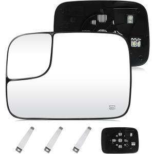 Driver Left Side Mirror Blind Spot Convex Heated Mirror Glass with Rear Holder Fit for 2005-2009 Dodge Ram 1500 2500 3500, Replacement for 5161011AA 5191035AA CH1324121