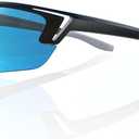 Bloomoak Sport Golf Sunglasses,Wrap UV400 Protection/Vented Frame Prevent Fogging/Superior Visual Clarity to Find Ball (Blue - 12% Light Transmission)