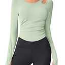 BMJL Womens Workout Tops Built in Bra Long Sleeve T Shirt Yoga Gym Clothes (M)