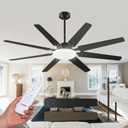 Amico 80 Inch Ceiling Fans with Lights and Remote, Black Large Ceiling Fan