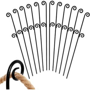 Ferraycle 12 Pcs 48 Inches/4 ft Three Rope Poles/Stakes for Creating a Rope Border Around Flower Beds, Fence, Trees, Garden, Walkways, Fountains