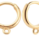 18K Gold Plated Huggie Hoop Earring Hooks Round French Hook Earring Wires with Loop and Jump Rings Dangle Leverback Earring Findings 13mm