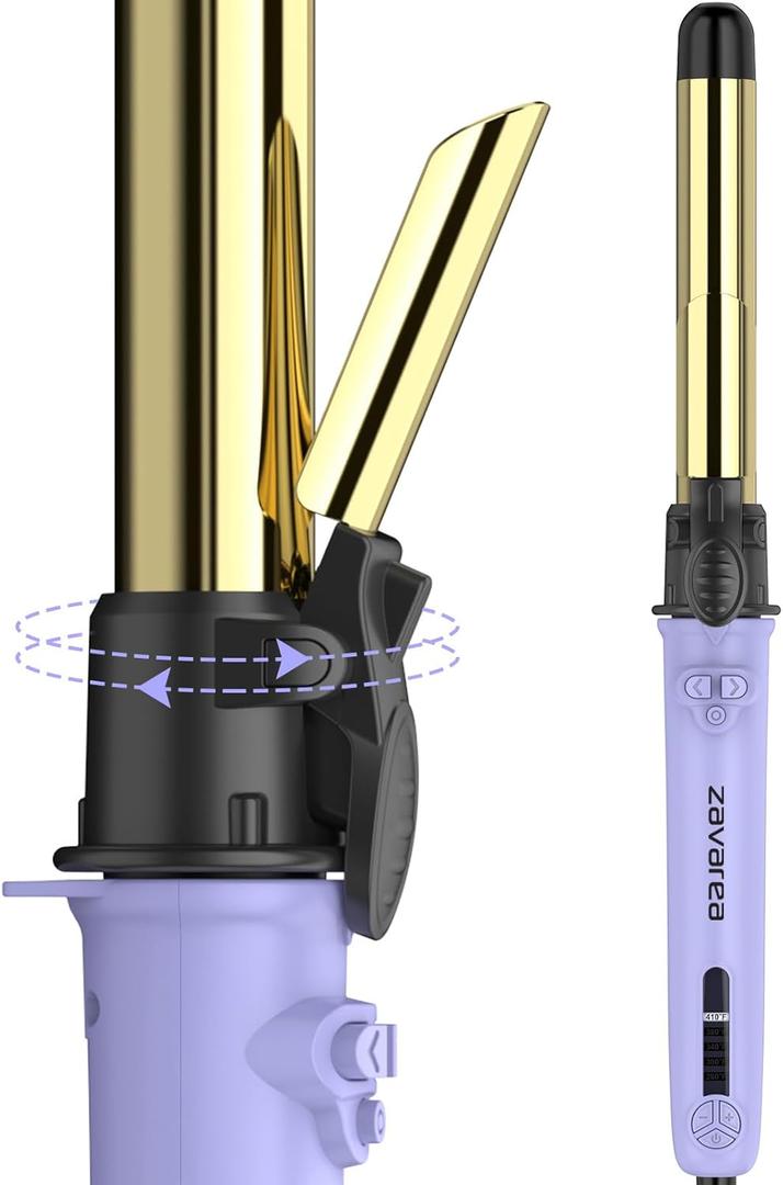 Rotating Curling Iron 1 inch for All Hair Types-Rapid Heating Automatic Curling Iron-Self Hair Curler-zavarea Professional Curling Wand with Long Titanium Barrel-Dual Voltage