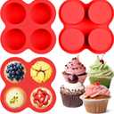 2 x 2 Pack Air Fryer Egg Bite Molds, 4-Cup Mini Round Muffin Pans Silicone Baking Molds For Oven, Air Fryer and Pot Production Egg Bites, Cupcake, Muffin, Tart, Frittata, Quiche (2 Pack 5.3 x 5.3 inch)