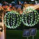 Solar Powered Hanging Iron Sphere Lights with Artificial Greenery  12Inch 120 LED Waterproof Outdoor Decor Ball Light with Timer & 8 Modes  2 Pack for Garden, Christmas, Weddings (Cool White)