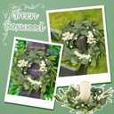 8 Pcs Green Artificial Eucalyptus Candle Rings Wreaths Mini Green Kitchen Cabinet Wreath Table Centerpieces Spring Summer with White Berry for Pillars Farmhouse Porch Front Door Wedding Decor