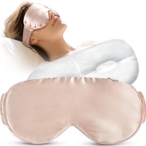 LitBear Weighted Silk Sleep Mask 4.9 oz (140g), Mulberry Silk Sleeping Mask with Detachable Insert, Women Men Pressure Relief Night Light Blocking Eye Mask with Adjustable Strap, for Relax Deep Sleep