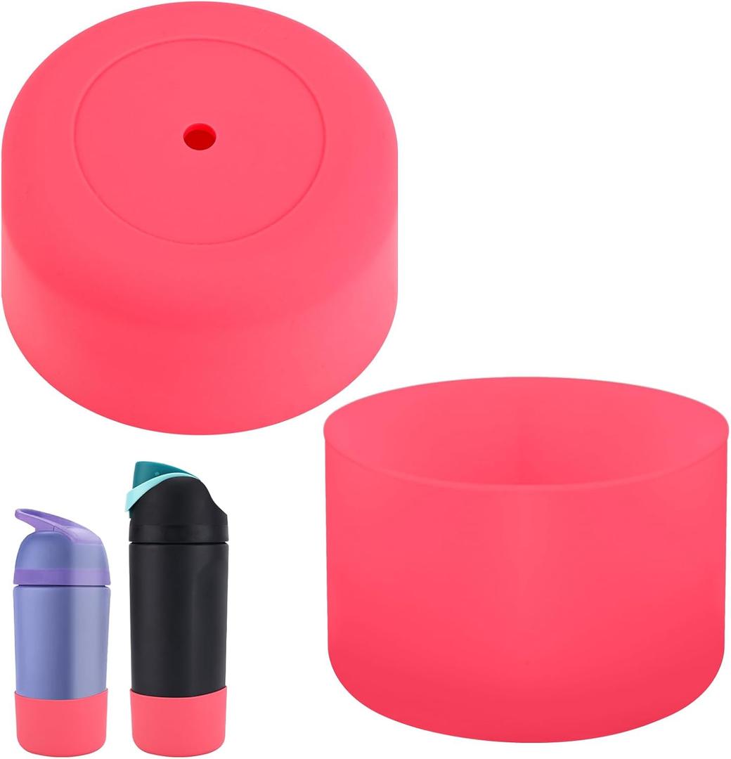 2 x PEUTIER 2pcs Silicone Boot for Owala Kids Water Bottle 16oz/14oz, Anti-Slip Water Bottle Cover Sleeve Anti-Dent Bottom Protector Wraps Compatible with Owala Kids Stainless Steel Bottle Accessories