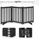 LZRS Freestanding Dog Gate 30 inch Tall - 3 Panels Solid Wooden Pet Gate for Doorways, Stairs & Hallways, Expandable & Foldable with Support FeetIndoor Use,Black
