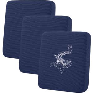 hyha Waterproof Couch Cushion Covers for Pets, Non Slip Sofa Seat Cover for Dogs Washable, Soft Thick Stretch Jacquard Fabric, Sofa Slipcovers with Elastic Bottom (3 Pieces, Navy)