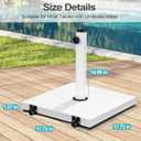 Patio Umbrella Base 43lbs Outdoor Umbrella Stand with Wheels, Heavy Duty Square Concrete Stand Market Umbrella, White