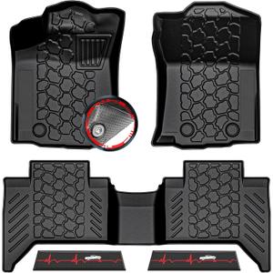 Anti-Slip 3D Truck Floor Mats 5Pcs Custom Fit 2018-2023 Toyota Tacoma Double Cab (Automatic Only) | All-Weather Floor Liners with Weather Strips | Car Carpet for Winter, Ski, Hunting, Camping (Heartbeat (Red))