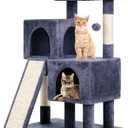 BestPet 36 inches Cat Tree for Indoor Cats Cat Tower with Scratching Posts Multi-Level Cat Furniture Condo with Ramp, Perch Spacious Cat Cave & Funny Toys for Kittens House,Dark Grey