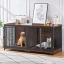71'' Dog Crate Furniture for 2 Large Medium Dogs, XXL Wooden Indoor Double Crate Kennel Cage Large Breed with Door, TV Stand End Table with Divider, No Cushion, Brown