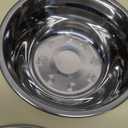 Jovrun Elevated Dog Bowls for Small Dogs and Cats, Non-Slip Cat Bowls with 2 Thick 5.5" Stainless Steel Dishes, Dog Feeder 2 Heights Adjustable to 2.6"-5.3" (Beige)