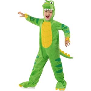 Morph Green Dinosaur Costume Kids, T-Rex Costume with Attached Feet/Tail - Quality Dino Outfit (4-6 Years)