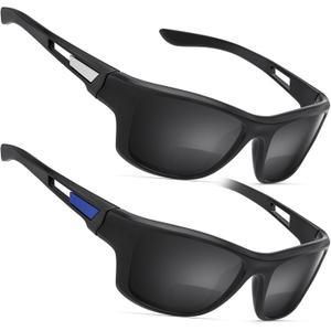 Missfive Premium Bifocal Reading Sunglasses Men Lightweight Wrap Around Design Sun Readers, UV Protection, Sports/Outdoor/Driving, 1.25x