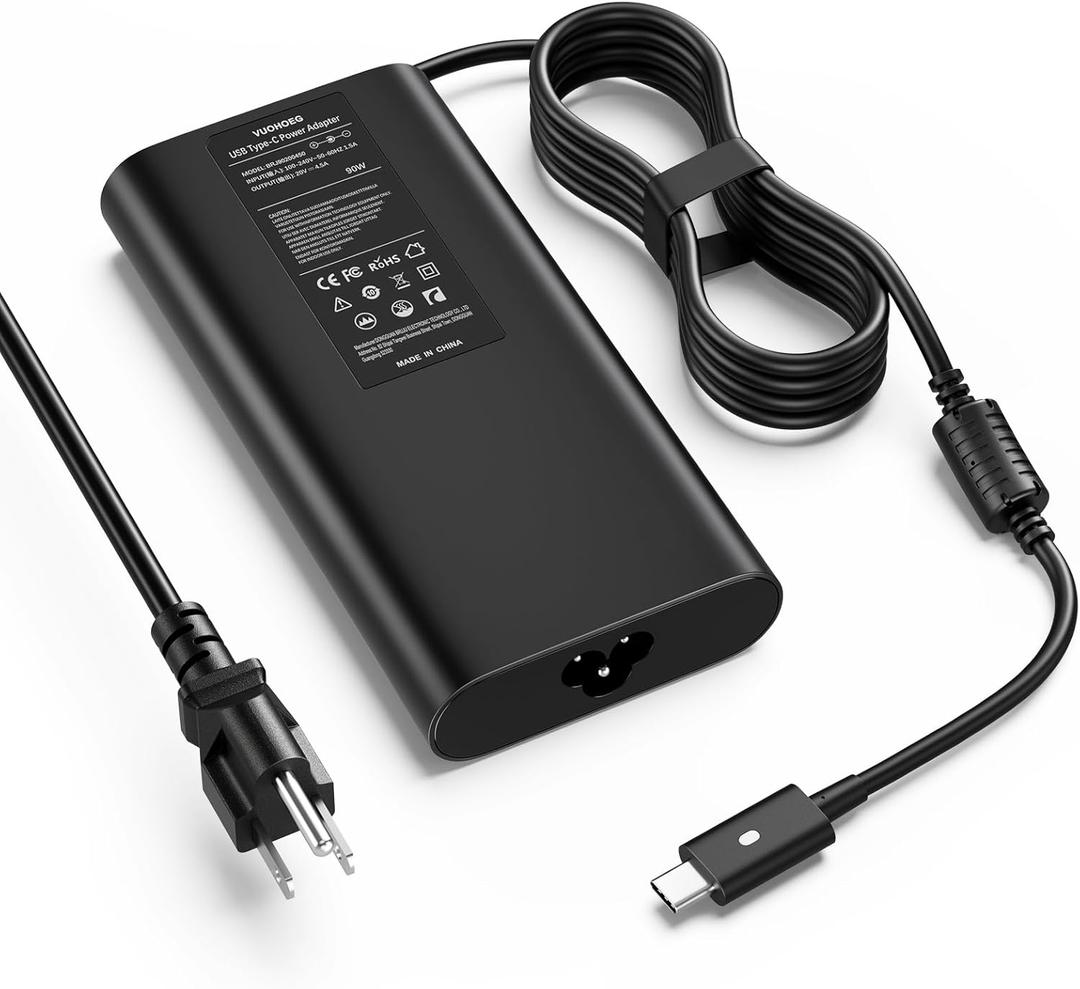 90W USB C Laptop Charger Compatible with Dell XPS 13 9365/9360/ 9370/7390/ 9300/9310/ 9320; Latitude 5400/5410/ 7300/7310/ 7400/7410; Inspiron 13/14/15 Type-C PD Fast Power Adapter