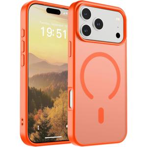 SUPFINE Magnetic for iPhone 17 Pro Max Case (Compatible with MagSafe)(Military Grade Drop Protection) Translucent Matte Shockproof with Anti-Fingerprint Phone Cover 2025,Orange
