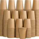 Clawsoff 180 Pack 8 oz Paper Cups, Brown Kraft Disposable Paper Coffee Cups, Unbleached Paper Cups for Hot/Cold Beverage Party, Picnic, Travel, and Events.