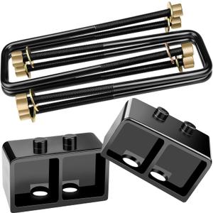 HHCSOP 3" Rear Lift Block Kit for F150, 3 inch Rear Leveling Lift Kits Compatible with 2004-2022 Ford F-150 2WD 4WD, with Extended U-Bolts Set and Square Leaf Spring Axle