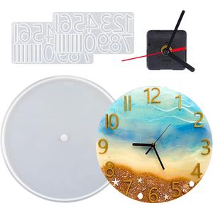 Resin Clock Molds,10''/14'' Roman Numerals Clock Silicone Mold with Mechanism,Resin Clock Epoxy Casting Molds for DIY Jewelry Art Crafts Home Decor Gift Wall Hanging Ornaments(Large, Arabic)