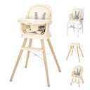 Ezebaby Portable Baby High Chair, High Chairs for Babies and Toddlers with Adjustable Legs, 6-in-1 Convertible to Booster Seat for Dining Table, Toddlers High Chair with Removable Cushions - Cream
