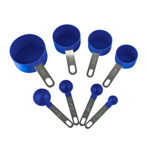 Reston Lloyd 8pc Measuring Cups & Spoons for Dry & Liquid Ingredients, Food Grade Plastic with Stainless Steel Handles, Indigo