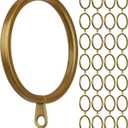 Meriville 28 pcs Gold 2-Inch Inner Diameter Metal Flat Curtain Rings with Eyelets (Set of 28)