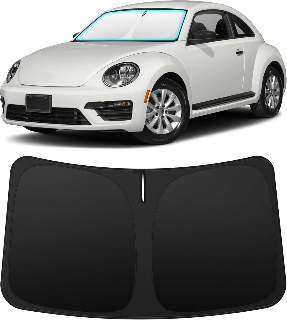 INSAUTO Custom Fit Windshield Sun Shade for Volkswagen/VW Beetle 2012-2019 | Foldable Front Window Sunshade Car Accessories, UV & Heat Reflector, Keeps Interior Cool, Includes Storage Bag