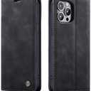 Wallet Case for iPhone 15 Pro, Shockproof Magnetic Flip Wallet Cover with Card Slots, Stand Feature and Full Protection Kickstand Phone Case for iPhone 15 Pro, Black