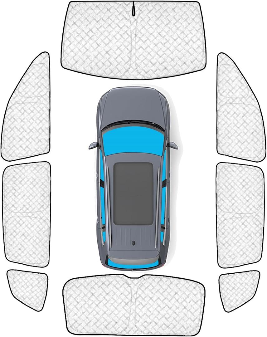 KMF 8pcs Thicken Sun Shades for Volkswagen VW Tiguan 2018-2023 Accessories,Tiguan Sunshade Full Car Window Covers for Windshield Side Rear, UV Block and Privacy Blackout for Camping