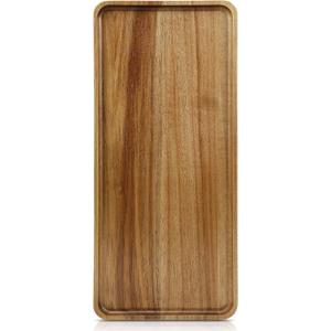 1 pcs 15.7" x 7" Large Solid Acacia Wood Serving Tray Rectangular Wooden Serving Platter Natural Wooden Board for Bar Coffee Party
