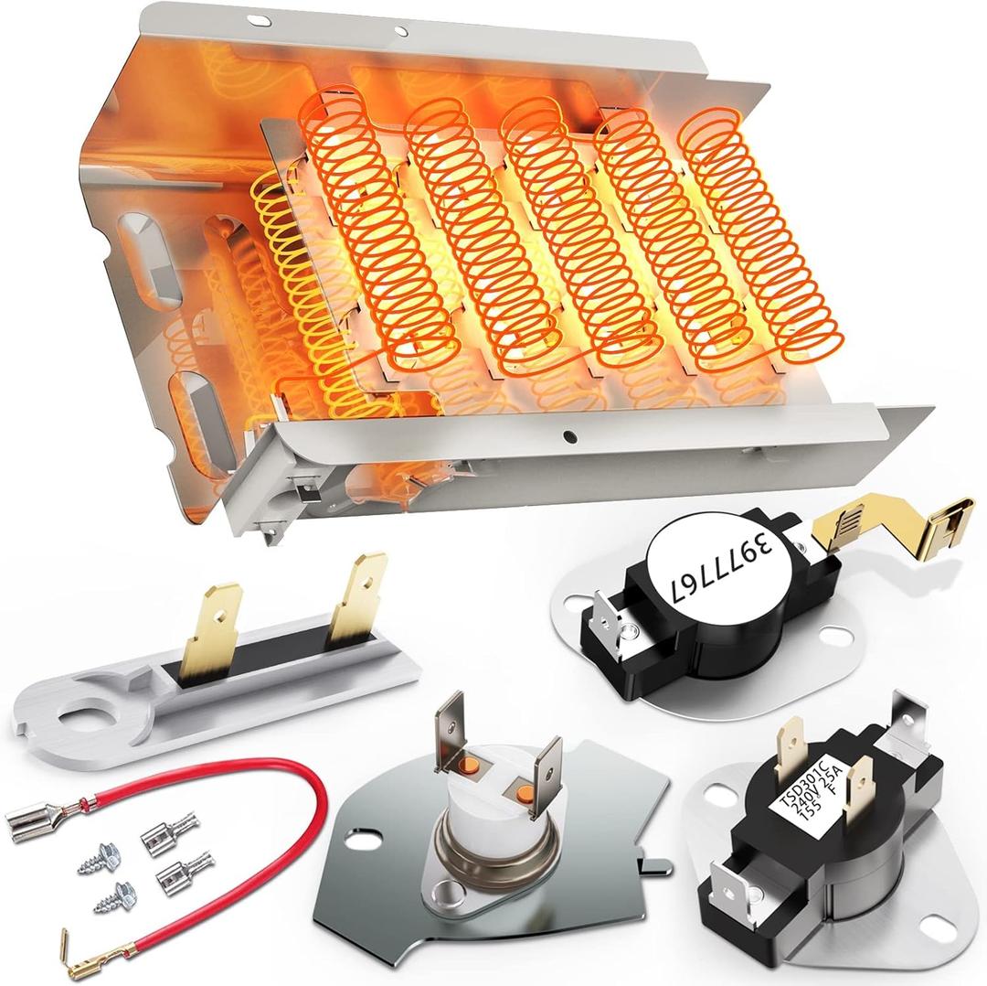 [UPGRADED] 279838 Dryer Heating Element for Whirlpool Kenmore Maytag Amana Roper, Dryer Heating Element Parts Include Dryer Thermostat Thermal Fuse, Replaces 2406026 3403585 w10724237