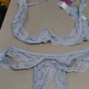 Women's white floral lace see-through lingerie set with steel rim bra and underwear 2XL