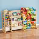 SpaceAid 3-in-1 Toy Storage Organizer with 4 Shelves and 12 Bins, Toy Organizers Storage 3-Tier Bookshelf, Kids Bin Shelf Box Bookcase for Bedroom Playroom Organization Room Decor, Multi-Colored, 56.7"W, 4 Shelves, 3-in-1, 12 Bins