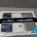 Fitted Unisex Crib Sheets (3 Pack) by GROW WILD - Jersey Knit Cotton Crib Sheets for Boys or Girls, 52 x 28 x 9 Crib Bedding Set (Moon, Stars and Constellation) (Navy, Gray)