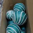 Sonwyoung 32 Pcs Christmas Hanging Balls - 3 Size Glitter Pearl & Sequin Xmas Tree Ornaments Pearl Balls for Thanksgiving Day Xmas Trees Wreath Garland Holiday Party(Turquoise)